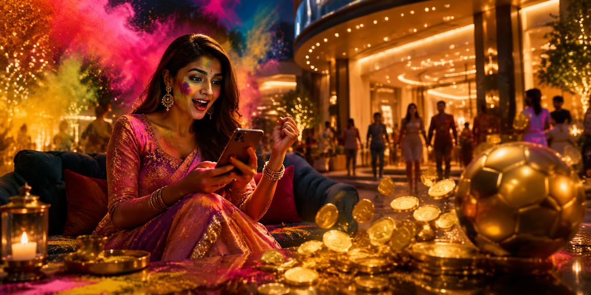 Indian players enjoying Aviator game bets during colorful Holi festival