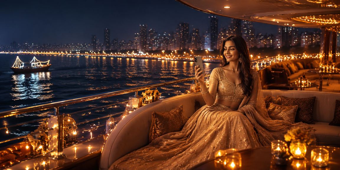 Mumbai Marine Drive cityscape with mobile casino conceptual image